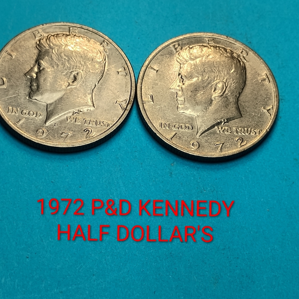 ✅❤️1972 P&D Kennedy Half Dollar Coins BRILLINT LOOKING CIRCULATED CLAD VINTAGE